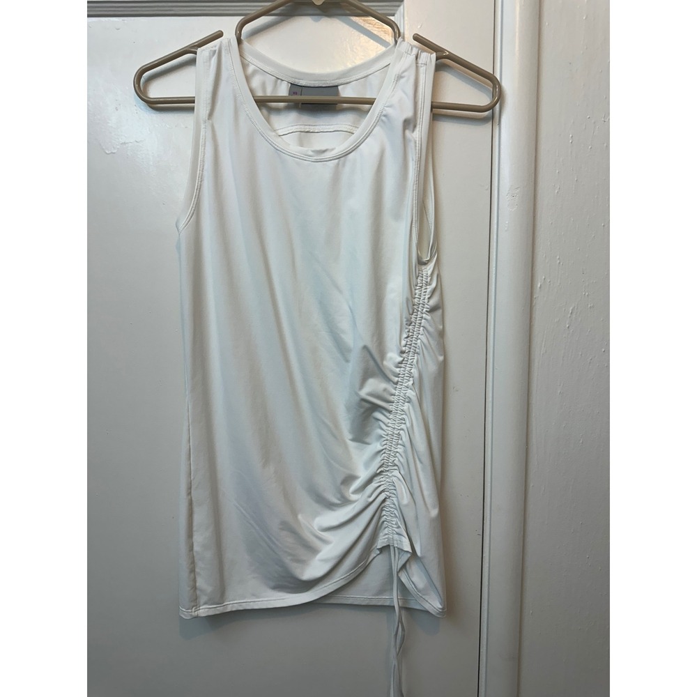 Athleta Womens White Side Cinch Ruched Sleeveless Workout Tank Top XS